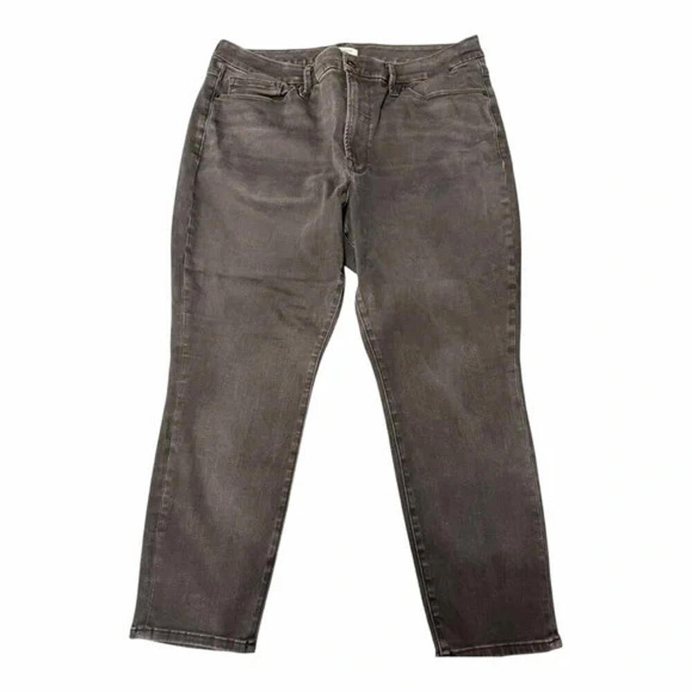 Good American Good Petite Skinny Jeans Womens Sz 16 Black Denim Mid Rise Stretch